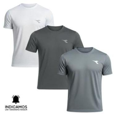 Imagem de Kit 3 Camisetas Diadora Small Logo Masculina - Grafite e Branco GG-Masculino