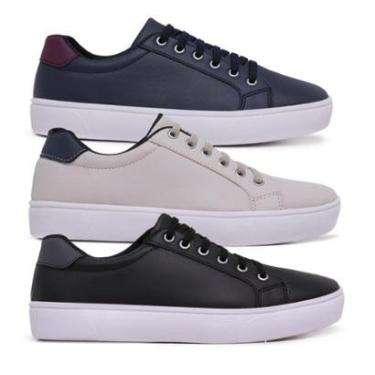 Imagem de Kit 3 Sapatênis Casual Masculino Confort SF Ajuste Elástico-Masculino