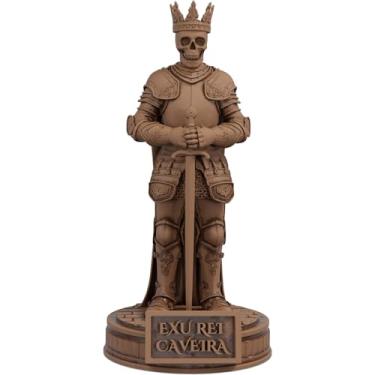 Imagem de Estátua Exu Rei Caveira Umbanda Candomblé (Cor Madeira)