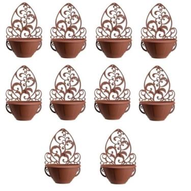 Imagem de Vaso Floreira Kit Suportes De Parede Terracota Com Vasos – Arandelas Decorativas Para Plantas(12 Arandelas)