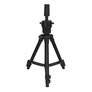 Imagem de Cryfokt Suporte de tripé de Cabeça de Manequim de Liga de Alumínio Dobrável para Evitar Derrapagens Treinamento de Cabeleireiro, Uso Doméstico, 1 X Suporte de Cabeça de Peruca + 1 Peça Fixa de Cabeça de Peruca