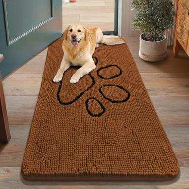 Imagem de Smiry Tapete de porta de cachorro para patas enlameadas, absorvente de sujeira antiderrapante, secagem rápida, lavável, tapete de chenille para cães de lama, tapete de entrada para ambientes internos