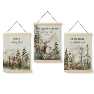 Imagem de DENDOFENGE 082 Cabide de pôster de madeira natureza, conjunto de 3 arte de parede