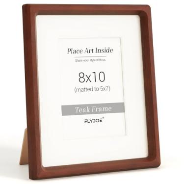 Imagem de Moldura para fotos 20 x 25 cm, moldura de madeira de mogno natural com vidro temperado, moldura de madeira de canto arredondado feita à mão, 20 x 25 cm, fosca para fotos 12 x 17 cm, exibição de parede