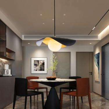 Imagem de Luminárias pendentes modernas, luminárias pendentes em formato de bola de metal e vidro, luminárias minimalistas para restaurantes, luminárias criativas e personalizadas em mármore para sala