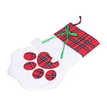 Imagem de ZJchao Meia de Natal, Impressão Colorida de Desenho Animado, Meia Suspensa de Feltro para Decoração de árvore de Natal, Com Grande Abertura para Presentes Infantis, Decoração de (Vermelha)