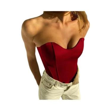 Imagem de Top Cropped Sem Mangas Sexy Para Mulheres, Corset Slim, Casual E Elega