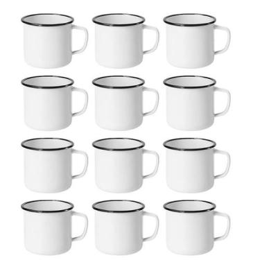 Imagem de Kit 12 Canecas Esmaltadas Rustica 80ml Café Retro Multiuso - STORE SHA
