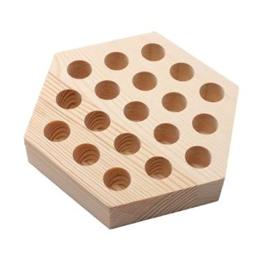 Imagem de FashionCha Organizador de Clipes de Madeira Maciça, Suporte de Mesa para Clipes, Caixa de Armazenamento para, 19 Buracos