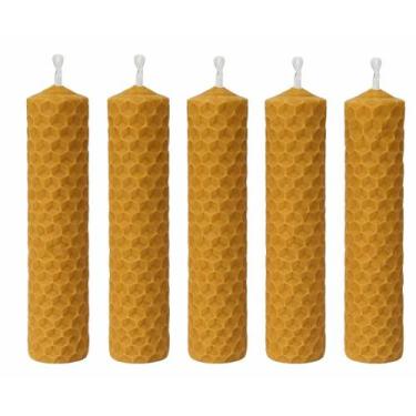 Imagem de 5 Velas De Cera De Abelha 100% Pura E Natural 10x2 Cm - LOJA ABELHA E 