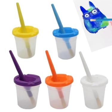 Imagem de Copos de Tinta para Crianças - Porta-Tintas Sem Derramamento Brinquedos Educativos Com Pincéis - Material de Arte para Escola,Para Projectos de Pintura e Artesanato em Casa