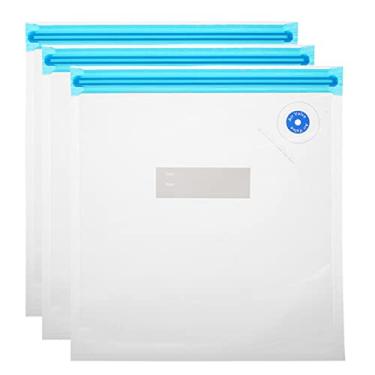 Imagem de 10 unidades de Sacos Selantes para Armazenamento Alimentos Salvadores Reutilizáveis e Reseláveis Congelador com Clips Se