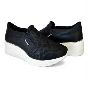 Imagem de Tênis Slip On Feminino Kolosh Plataforma Conforto C1419A, Preto, 36