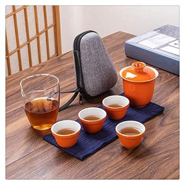 Imagem de Conjunto de bule de chá chinês garrafa de água saco de viagem conjunto de chá chinês xícaras de chá justo conjuntos de chá e cerâmica Fot Drinkware (D)