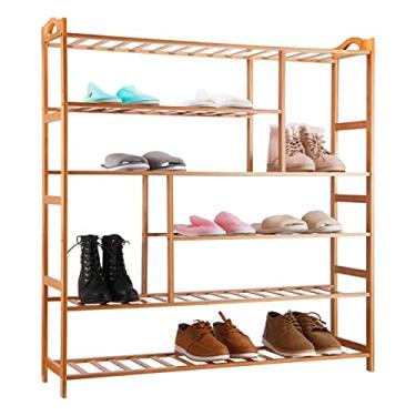 Imagem de 3FLQOOPP Sapateira para entrada de 6 níveis, multiuso, suporte dobrável para exibição de sapatos, vasos de flores, vinho, economia de espaço, armazenamento organizador de prateleira de sapatos