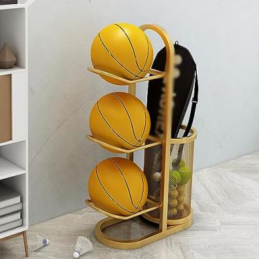 Imagem de ZDJZMGZ Suporte de basquete, vertical, horizontal para futebol, 3/4/5, suporte de bola multiuso com cesta, adequado para garagem, sala de ferramentas