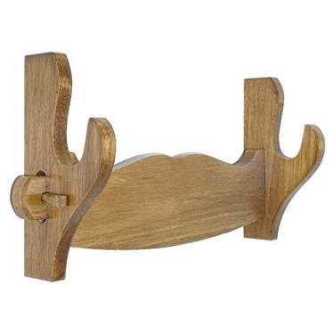 Imagem de U5GAAALPPQ9 Acessórios de mesa Suporte de parede de madeira real Katana Suporte de suporte de espada Samurai Suporte de suporte de espada (1 andar) Suporte de espada
