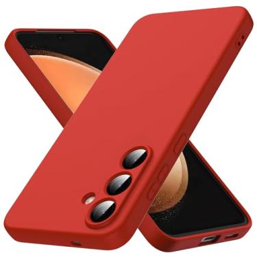 Imagem de Adequada para Samsung Galaxy S25 FE 5G [capa de silicone líquido] [interior de microfibra] capa à prova de choque líquido de gel de silicone de borracha para Samsung Galaxy S25 FE 5G - vermelha