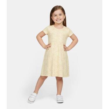 Imagem de Vestido Infantil Manga Curta Estampado Biju Kids Amarelo, 8, Amarelo