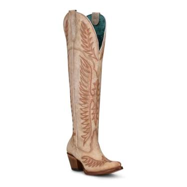 Imagem de Corral Boots Botas femininas ocidentais feitas à mão | Botas caubói altas com design clássico elegante, Branco, 37