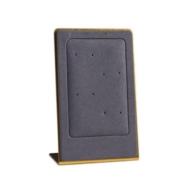 Imagem de KHUTRW3D Suportes organizadores de joias, suporte de exibição de colar, leve, luxuoso, brincos de veludo, rack simples, criativo, expositor de joias, suporte de exibição de joias (cinza)