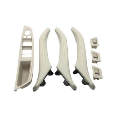 Imagem de 7 pçs motorista da mão esquerda lhd interior do carro esquerda direita puxador da porta de couro conjunto conjunto Compatível com bmw série 5 f10 f11 523i 525i 528i(A Oyster-7PCS)
