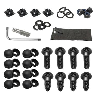 Imagem de Icyfond Kits de parafusos de placa de licença antifurto, M6 (1/10.2 cm) porca de fixação à prova de adulteração, ferragens de montagem de aço inoxidável e porcas de fixação de nylon, tampa de tampas