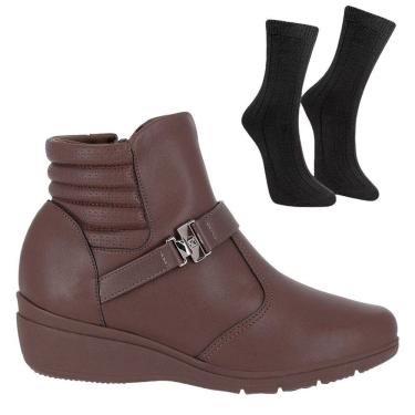 Imagem de Kit Bota Piccadilly Anabela Beth Feminina + Par de Meia