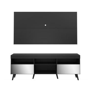 Imagem de Rack Com Painel Retrô Com Espelho Para Tv Até 65´´ Flórida Fg3138 Preto
