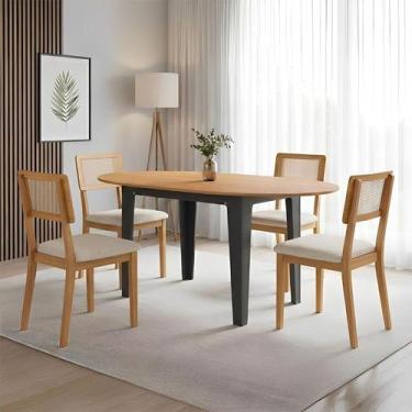 Imagem de Mesa de Jantar 1,22m a 1,59m Extensível com 4 Cadeiras c/ Assento Esto