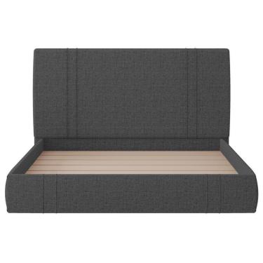 Imagem de Cama King Flutuante Com Cabeceira 195cm Lyra S05 Linho Preto - Mpozenato