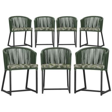 Imagem de 7 Cadeiras De Jantar área Noronha Preta E5 Trama  Verde