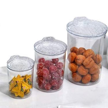 Imagem de Kit 3 Potes Conjunto Hermético Redondo De Plástico Com Tampa