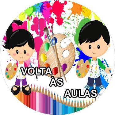 Imagem de Painel de Lona Redondo Volta às Aulas Garoto e Garota - Fabrika de Fes