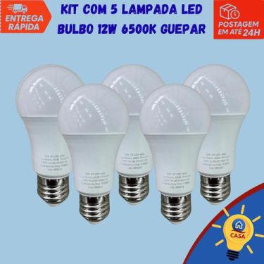 Imagem de Lâmpada LED Bulbo 12W Bivolt 6500K  Guepar - Kit com 5 unidades