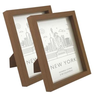 Imagem de Kit 2 Porta Retratos 15X20Cm Borda Caixa Mesa Aparador 6332 - Casa Nuv