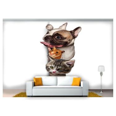 Imagem de Papel De Parede Animais Cachorro Gato Pet 3D Anm162