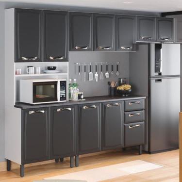 Imagem de Cozinha Modulada Compacta em Aço 4 Peças 12 Portas 2 Gavetas Paneleiro