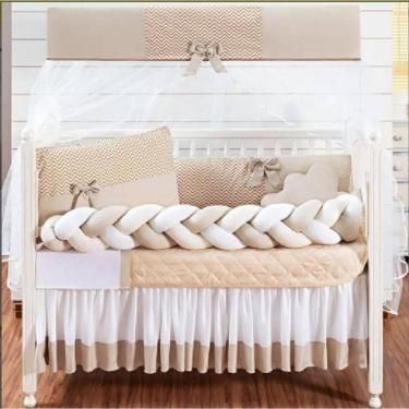 Imagem de Kit Berço Completo E Trança Lateral Para Menino 12 pç Doce Bebê Azul Marinho Com Saia Box E Lençol Extra