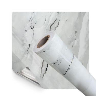 Imagem de Papel de Parede Adesivo Vinilico Premium Mármore Água Marinha Prata 50