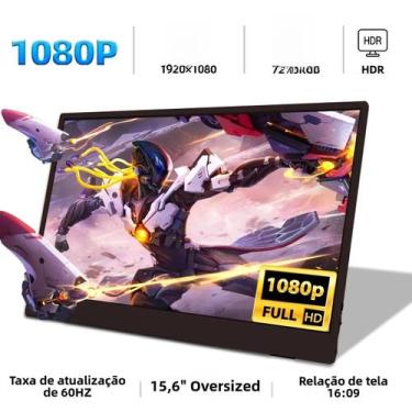 Imagem de Monitor Portátil De 15,6 Polegadas 1080P Para Laptop, Xbox, PS4/5, Swi