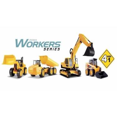 Imagem de Kit C/ 4 Tratores Roma Workers Series 4 Em 1 - Roma - Roma Brinquedos,