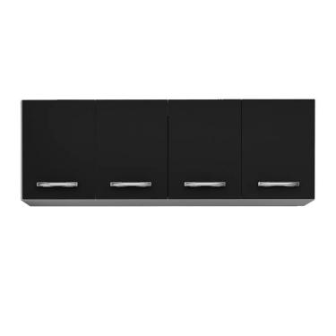 Imagem de Armário Aéreo Panamá 04 Portas 160cm Branco/preto - Lumil Móveis