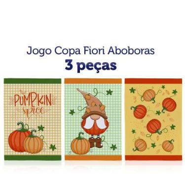 Imagem de Kit 3 Panos de Copa Felpudo Teka Fiori - Aboboras