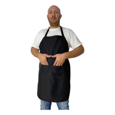 Imagem de Avental Inteiro Preto Oxford Gk Multivendas com Bolso Ajuste - Congrat