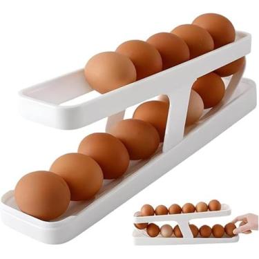 Imagem de Organizador de Ovos Geladeira 2 Níveis Rolante  Porta Ovos Dispenser A