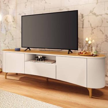 Imagem de Rack Bancada Tv 80 Pol 201cm Desing Orgânico Yang Off/Cinamomo H01 - Mpozenato