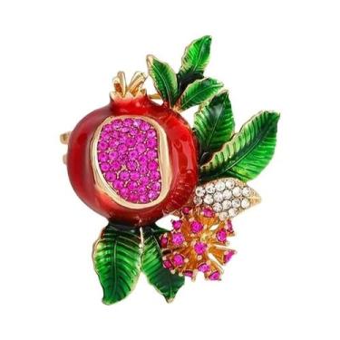 Imagem de Broche De Rosa Com Strass Vermelho Para Mulheres, Elegantes Pins De Fl
