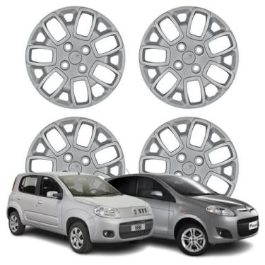 Imagem de Jogo Calota Aro 13 Fiat Uno Palio Attractive 2014 Cubo Baixo Prata - G