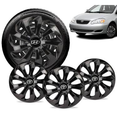 Imagem de Jogo 4 Calotas Velox Aro 14 Preta Toyota Corolla Yaris Etios - Elitte
